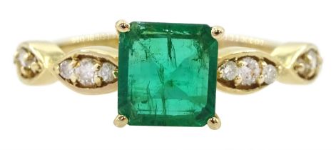 Gold single stone square cut emerald ring