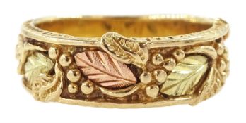 9ct gold yellow and rose gold foliate design ring