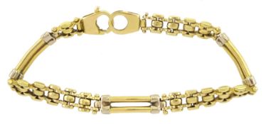 18ct gold bar and oval link bracelet