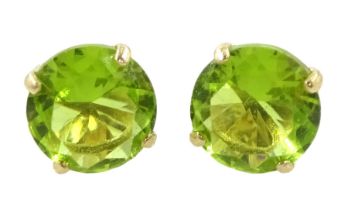 Pair of 9ct gold green stone set stud earrings