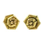 Pair of 18ct gold rose flower stud earrings by Atelier Torbjörn Tillander