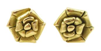 Pair of 18ct gold rose flower stud earrings by Atelier Torbjörn Tillander