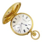 Victorian 18ct gold full hunter keyless lever pocket watch by Walters & George