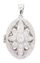 Silver cubic zirconia locket pendant