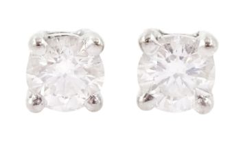 Pair of 18ct white gold round brilliant cut diamond stud earrings