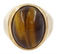 17ct gold single stone tiger's eye ring