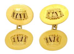 Pair 9ct gold of Navel crown cufflinks
