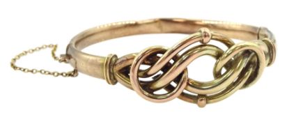 Early 20th century rose gold knot design hinged bangle