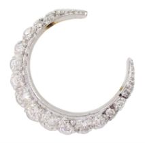 9ct white and yellow gold round brilliant cut diamond crescent brooch