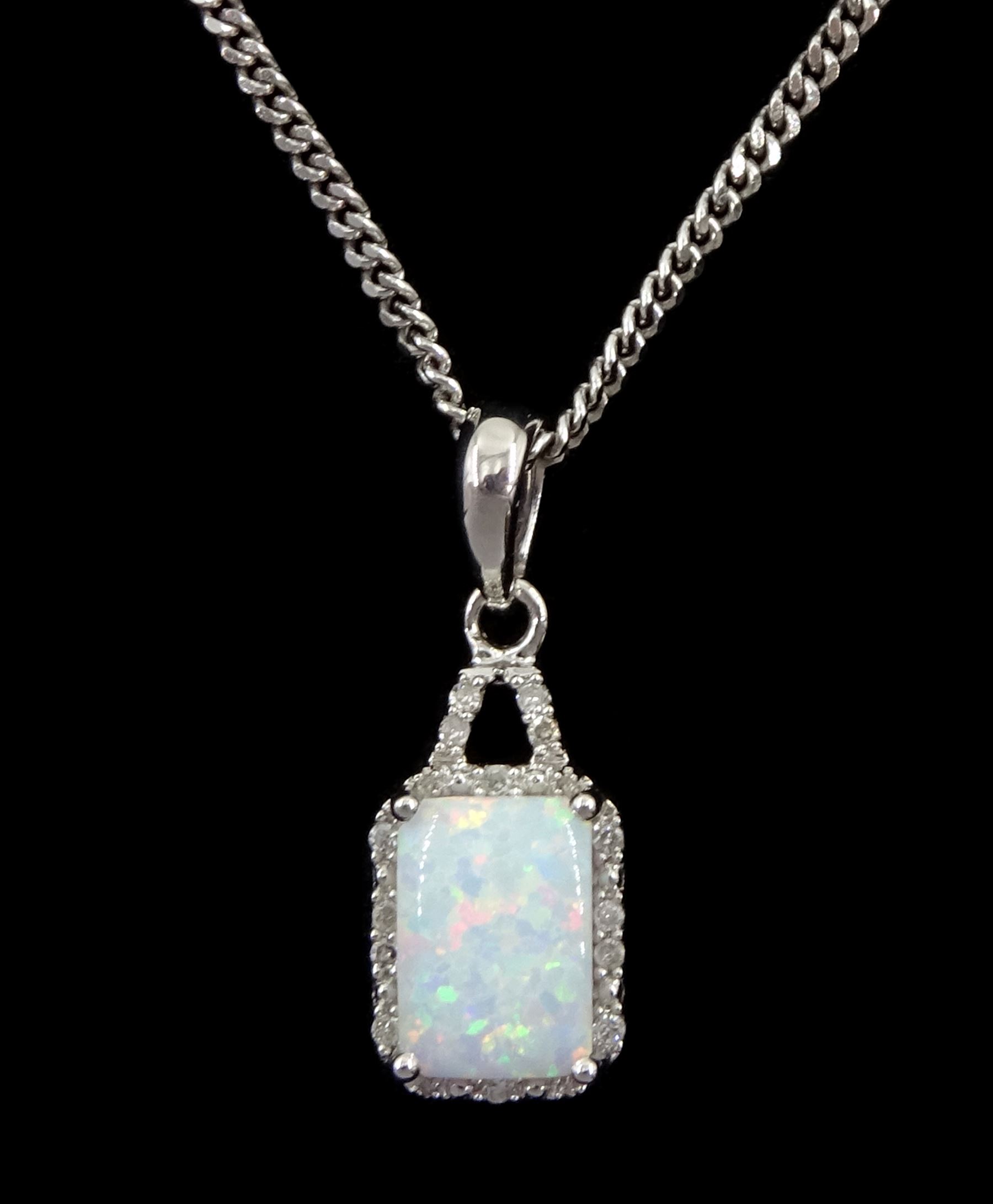 9ct gold opal and diamond pendant necklace