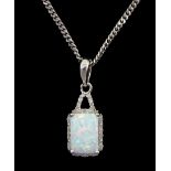 9ct gold opal and diamond pendant necklace