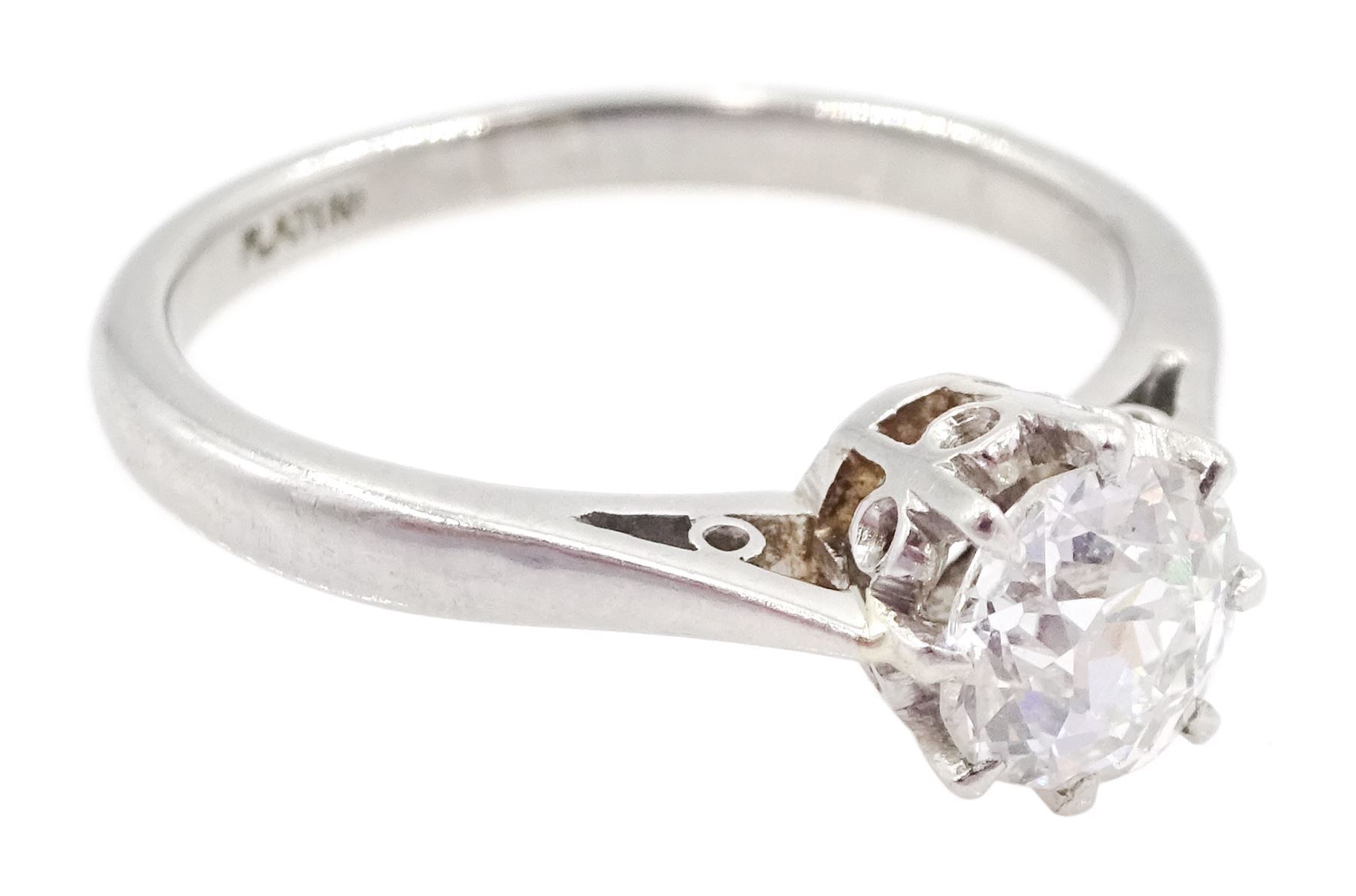 Platinum single stone old cut diamond ring - Image 3 of 4