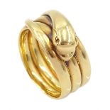 Victorian 18ct gold coiled snake ring