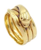 Victorian 18ct gold coiled snake ring