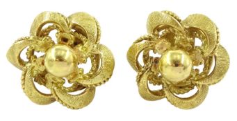 Pair of 18ct gold flower head stud earrings