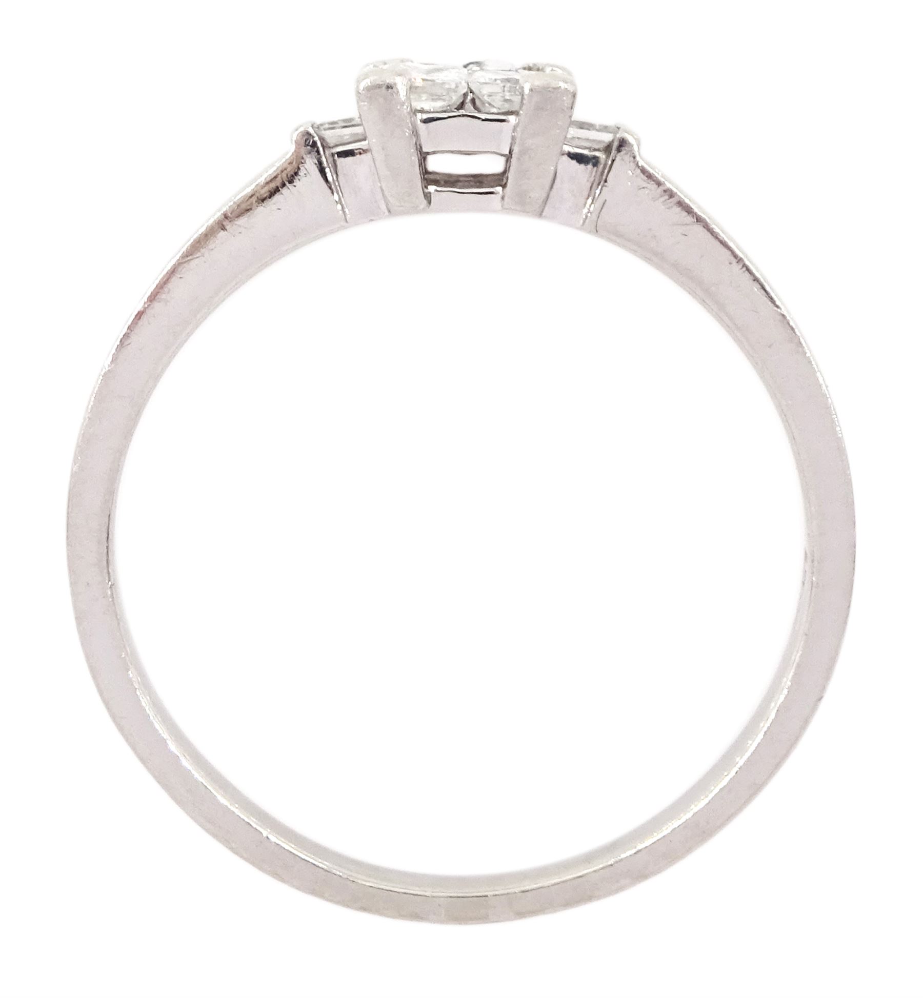 Platinum four stone pave set princess cut diamond cluster ring - Image 4 of 4