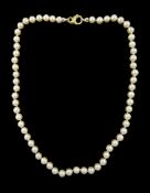 Single strand white / peach cultured pearl necklace