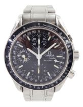 Omega Speedmaster gentleman's stainless steel automatic triple date automatic wristwatch