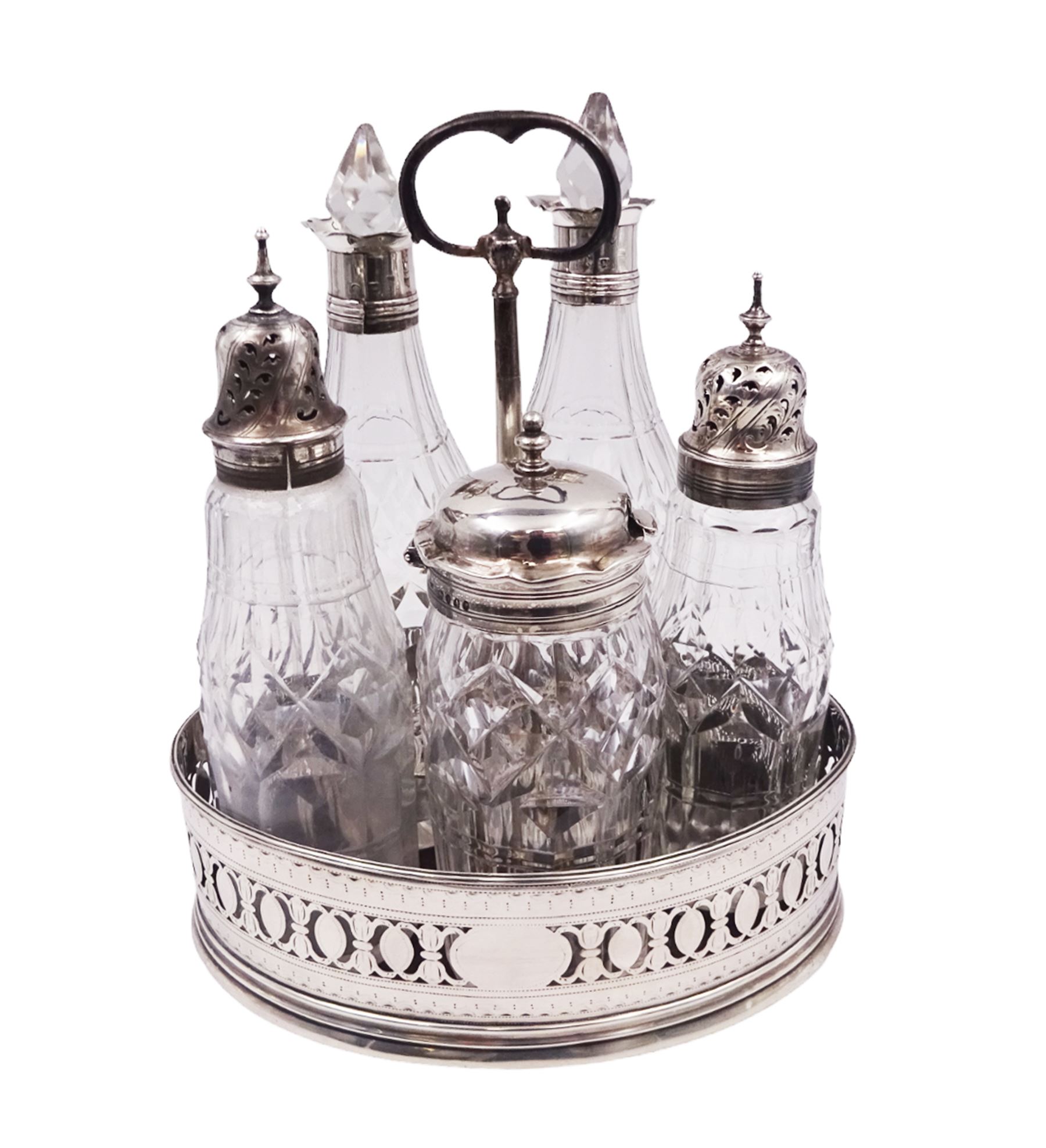 Late 18th century silver cruet stand