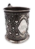 Victorian silver christening mug