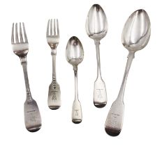 Victorian silver Fiddle pattern cutlery