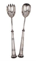 Pair of Arts & Crafts silver salad servers