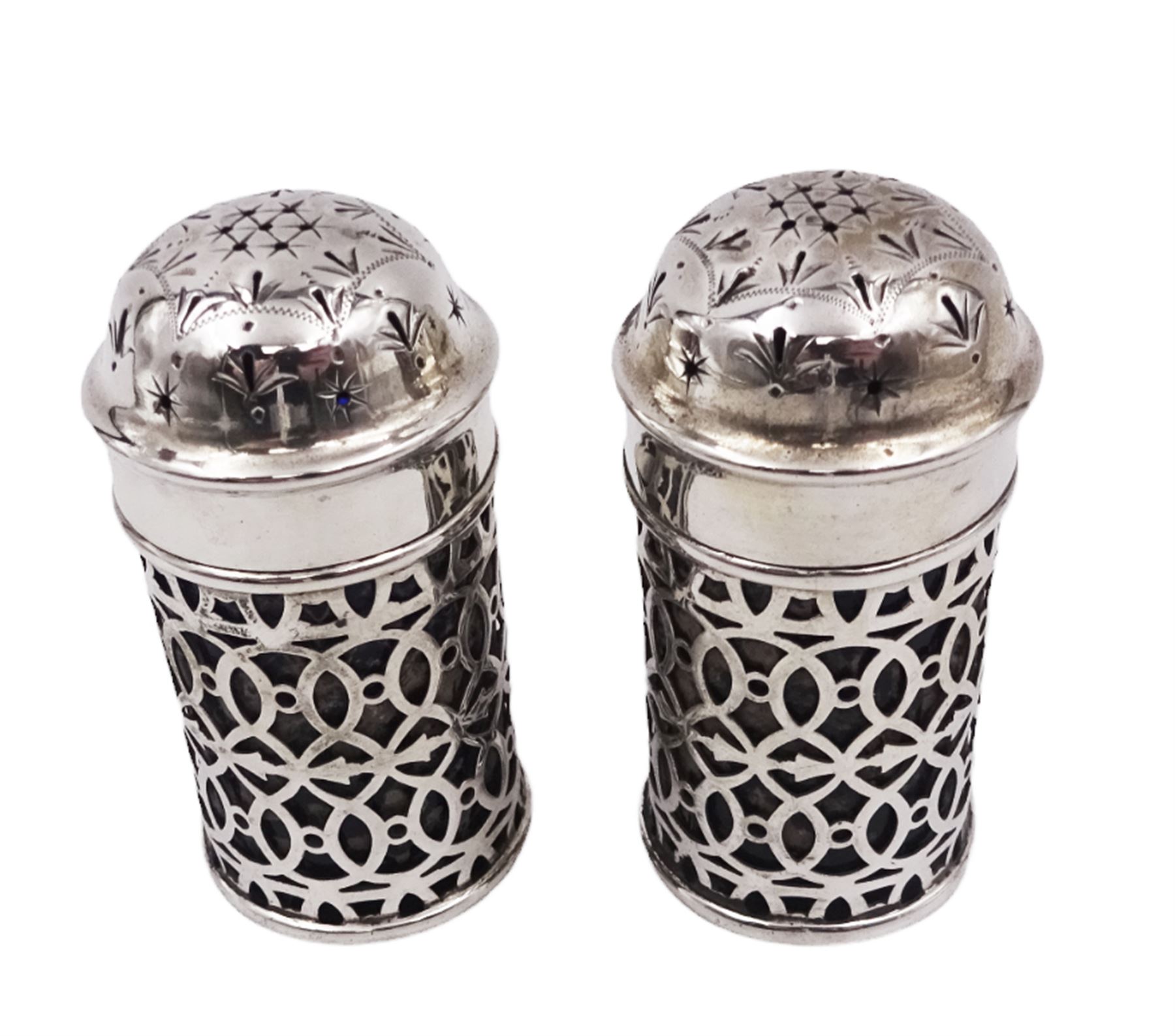 Pair of Edwardian silver salt shakers