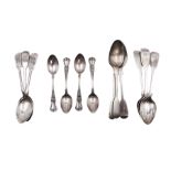 Three Victorian Exeter silver fiddle pattern teaspoons