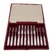 Set of six 1920s silver dessert knife and forks for six place settings