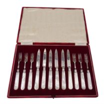 Set of six 1920s silver dessert knife and forks for six place settings