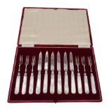 Set of six 1920s silver dessert knife and forks for six place settings