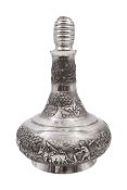 20th century Indian silver mounted decanter
