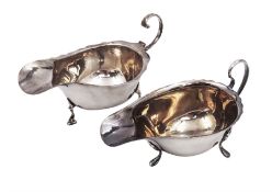 Two 1920s silver sauceboats