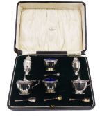 1920s silver six piece cruet set