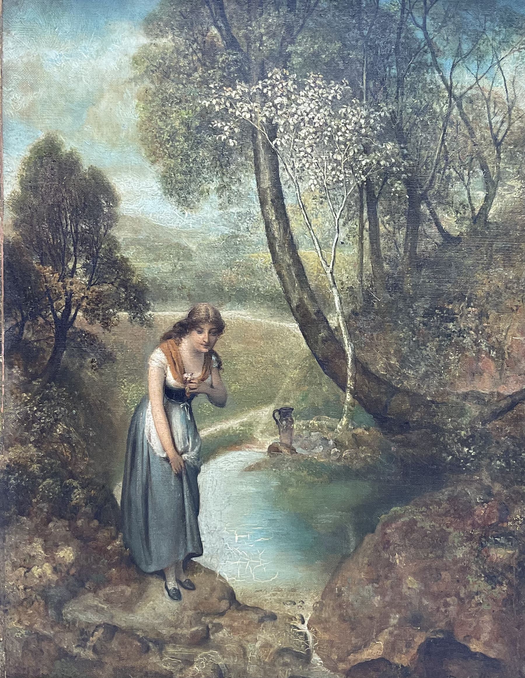 Victor Boutellier (French 19th Century): Young Lady by a Forest Pool