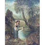 Victor Boutellier (French 19th Century): Young Lady by a Forest Pool
