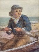 James Drummond (British 1816-1877): 'Young Boy in Rowing Boat'
