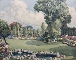 George Robert Fathers (British 1898-1968): Mature Garden in Spring