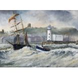 Robert Sheader (British 20th century): Boats Leaving Scarborough Harbour