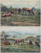 GWR (British Early 20th century): Cattle Grazing in a Town-side Pasture