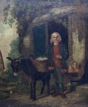 English Native School (19th Century): Old Man and his Donkey