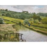 Jane Burgess (British 1948-): 'Canal from the Bridge - Kettle Lane' Maidstone