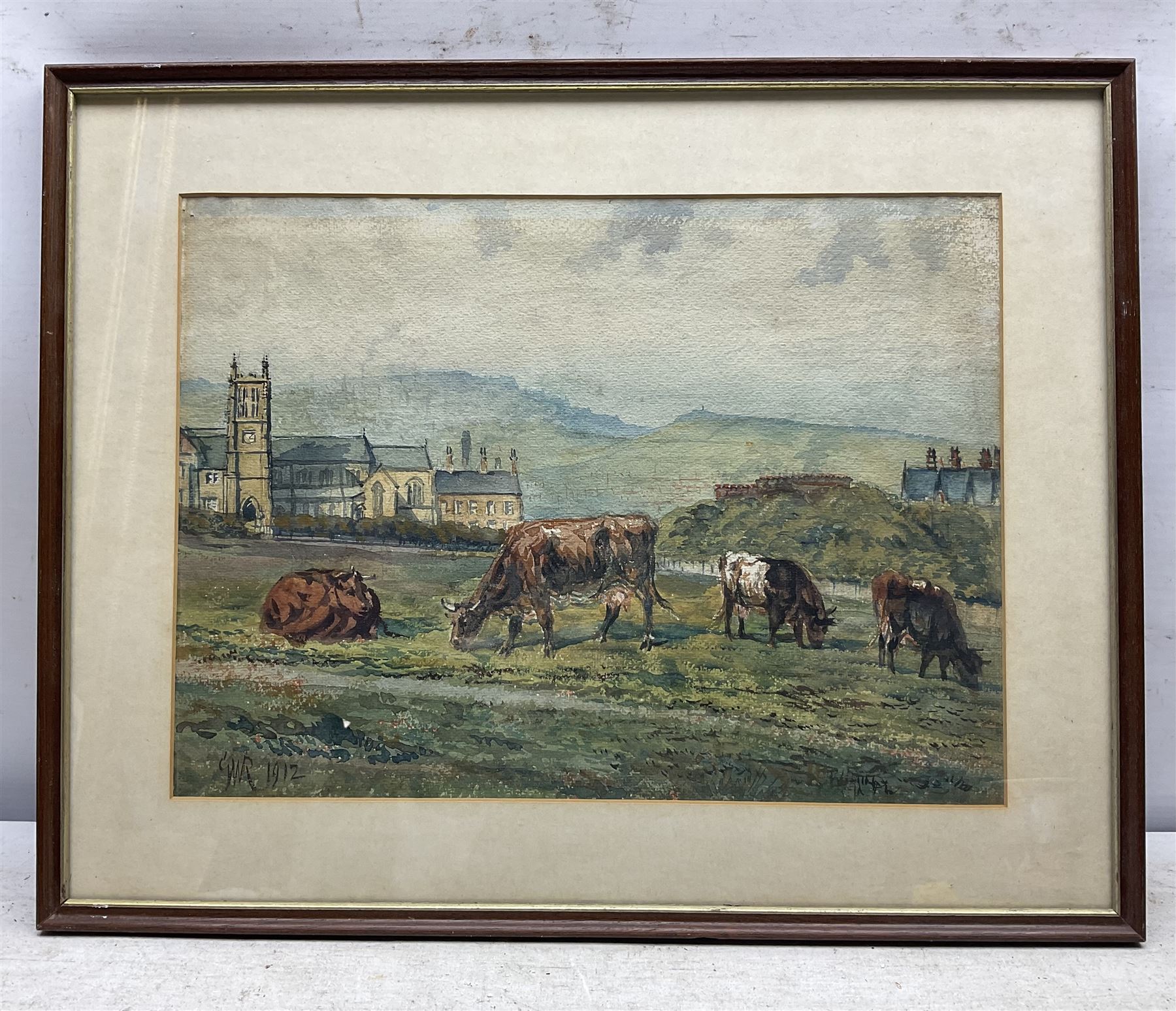 GWR (British Early 20th century): Cattle Grazing in a Town-side Pasture - Image 2 of 3