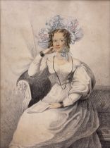 English School (19th century): Lady on a Settee