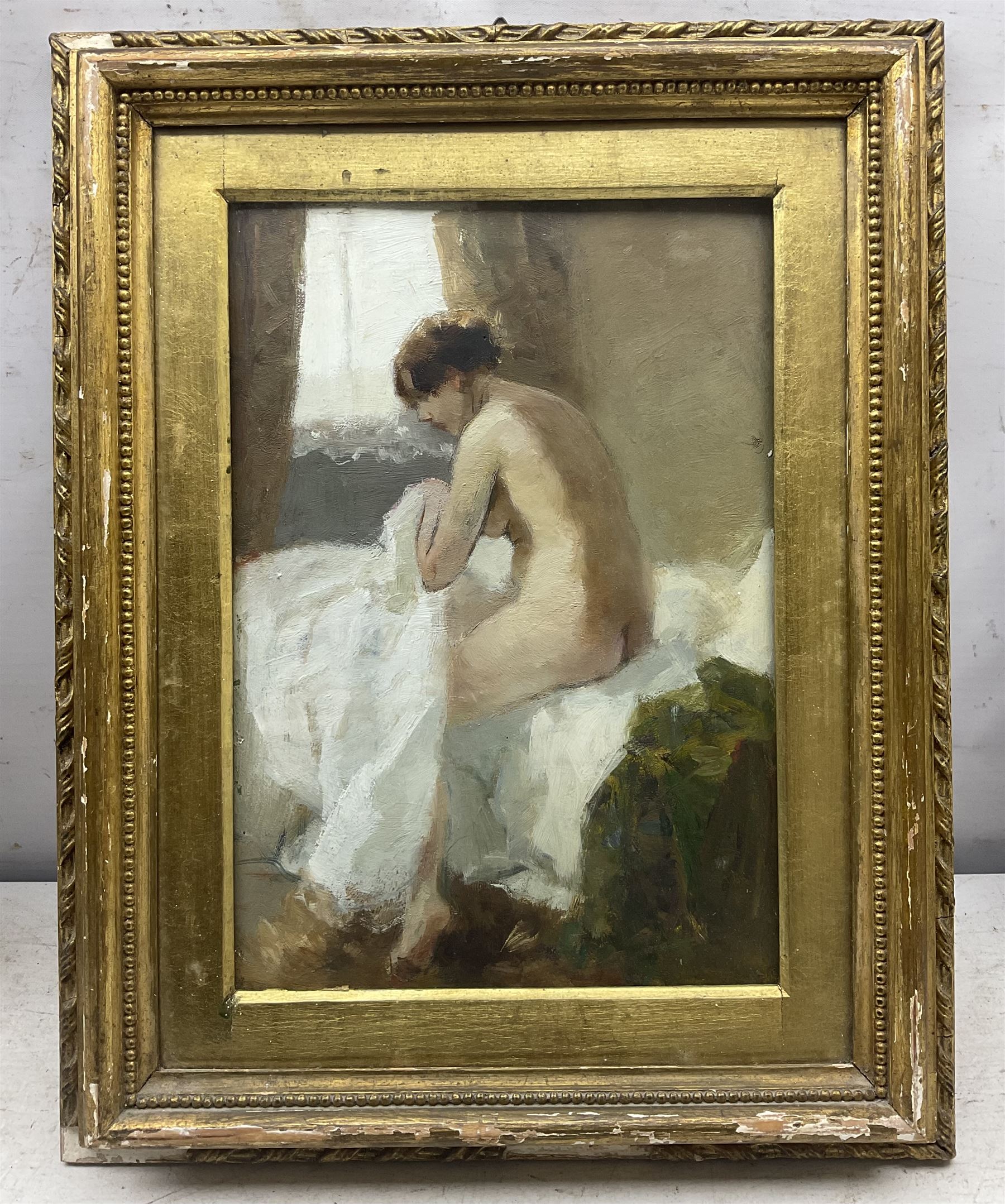 Continental School (19th/20th century): Female Nude getting out of Bed - Image 2 of 3