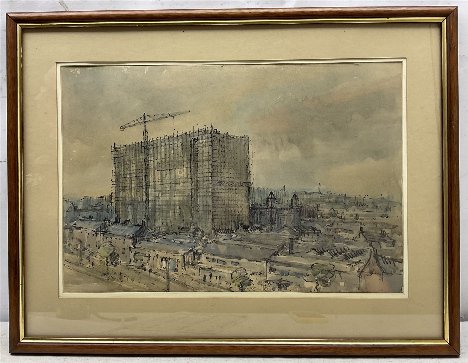 Norman Denman (Northern British 20th century): Hull Royal Infirmary under Construction - Image 2 of 4