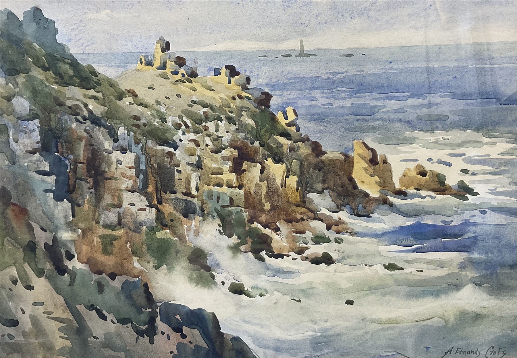 H Edmunds Crute (British 1888-1975): Coastal scene