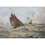 Robert Frank Thirkettle (British 1849-1916): Fishing Yawl and Steam Paddle Boat