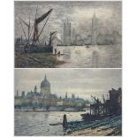 Claude Rowbotham (British 1880-1920): 'Westminster' and 'St Paul's from Blackfriars'