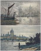 Claude Rowbotham (British 1880-1920): 'Westminster' and 'St Paul's from Blackfriars'
